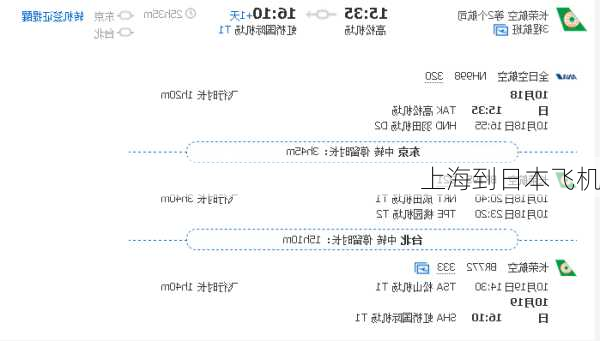 上海到日本飞机