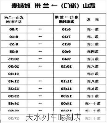 天水列车时刻表