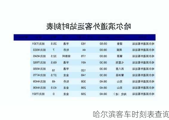 哈尔滨客车时刻表查询