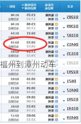 福州到漳州动车