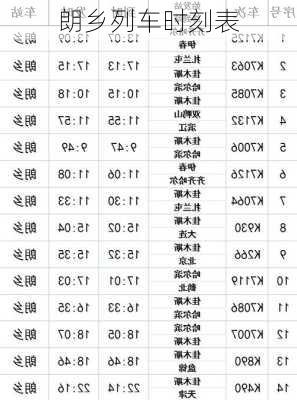 朗乡列车时刻表