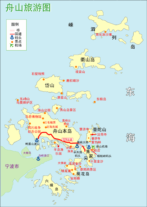 舟山旅游地图