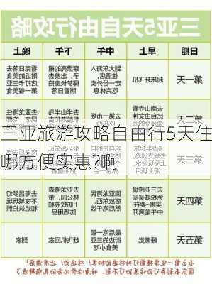 三亚旅游攻略自由行5天住哪方便实惠?啊