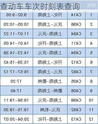 查动车车次时刻表查询