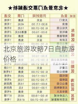 北京旅游攻略7日自助游价格