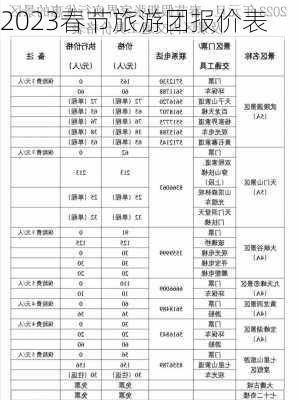 2023春节旅游团报价表